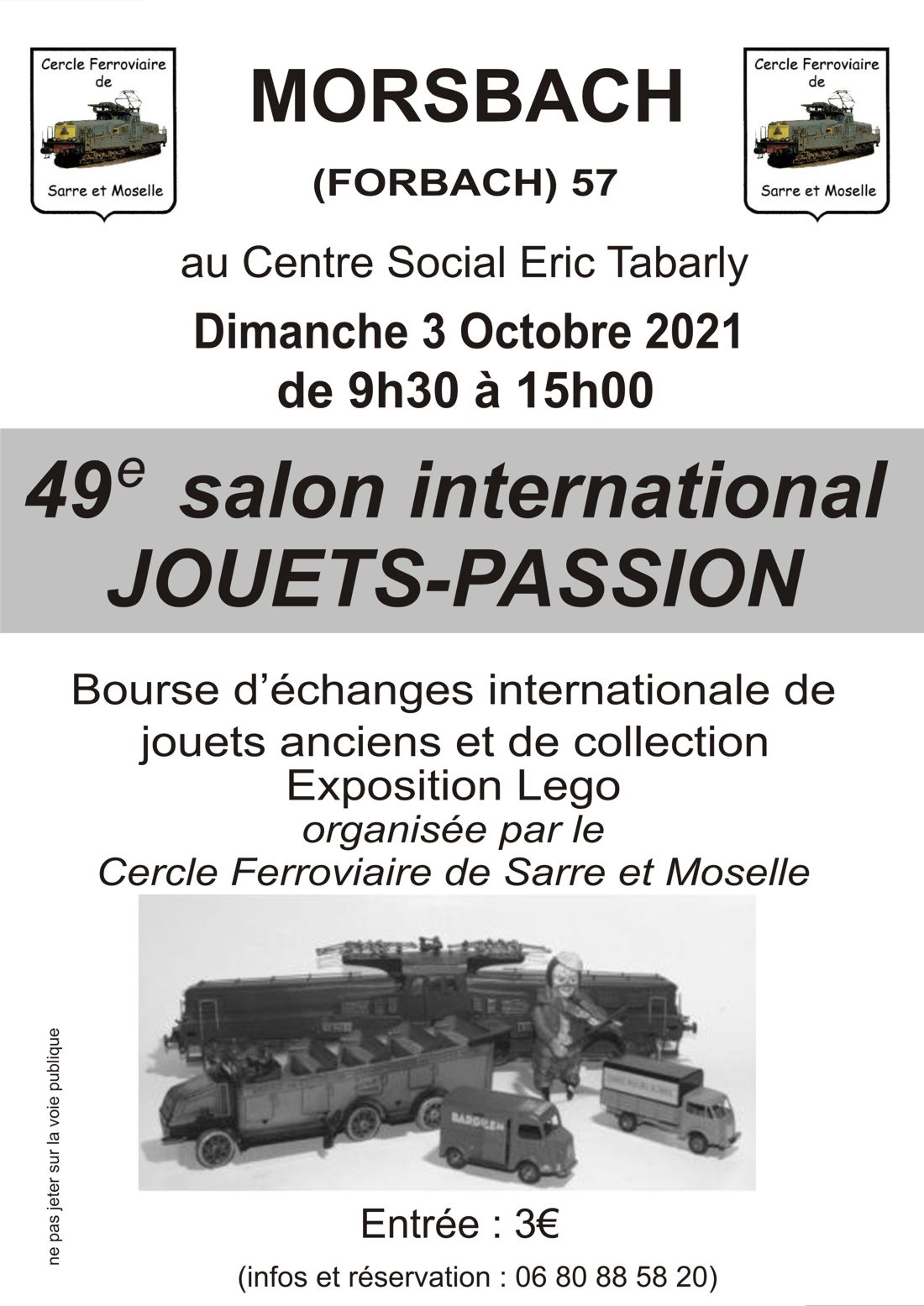 Affiche d’archive du 49e salon international Jouets-Passion organisé par le CFSM à Morsbach en 2021